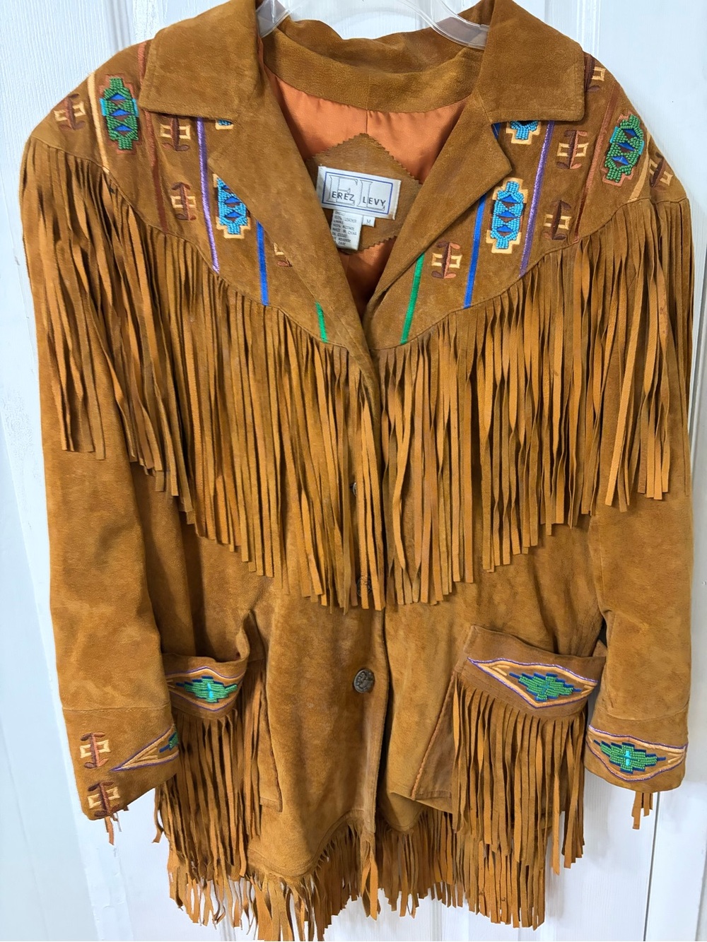 Women's Suede Fringe Leather Jacket - Camel/Tan